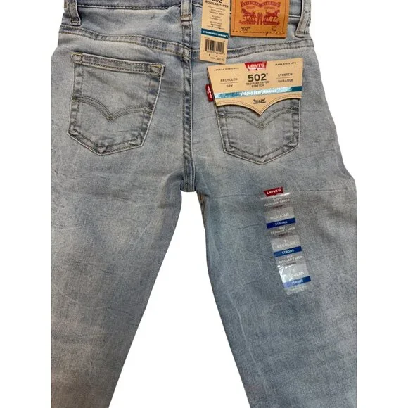 NWT Levis 502 Size 7 Boys Regular 31X30 Taper Fit Jeans 7 Reg Light Wash Denim - Picture 10 of 11